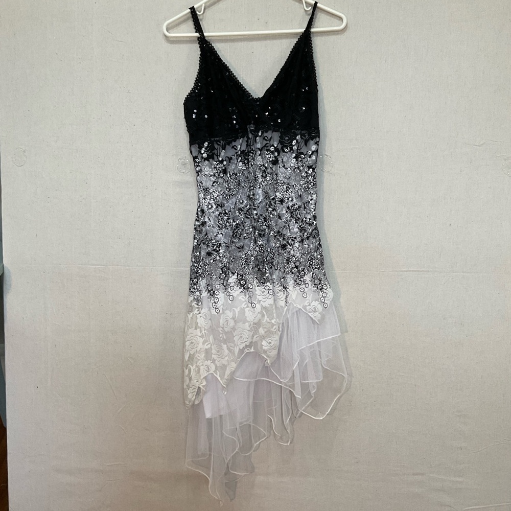 Ever Pretty Black Sequins & Lace asymmetrical Fairy-Core Dress- Size 10 / A+